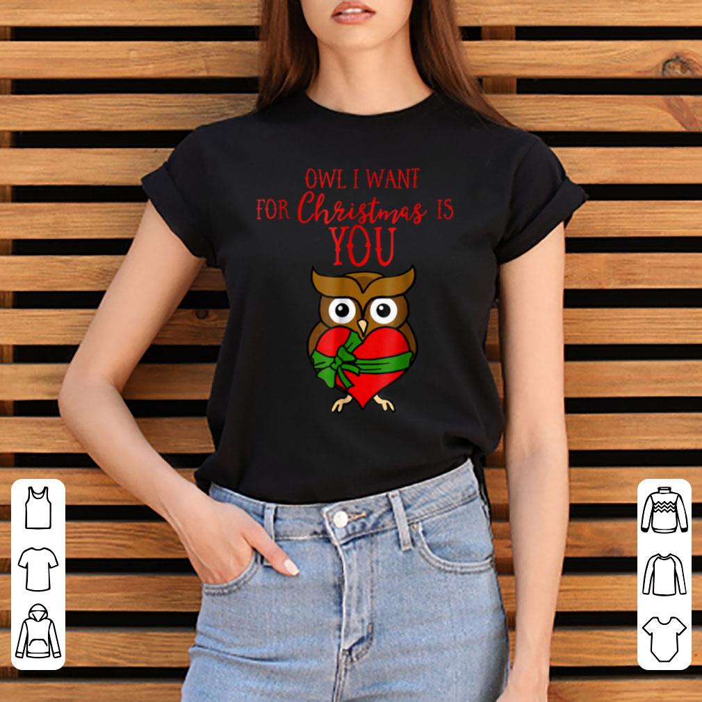 Nice Owl I Want For Christmas Is You! Owl Heart Gift Xmas shirt