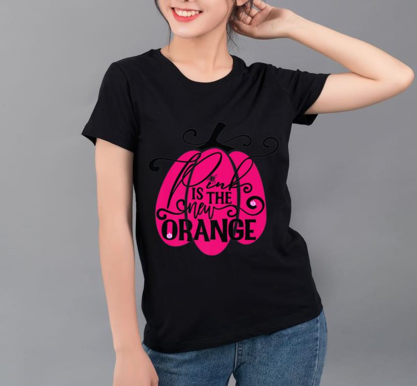 Nice Pink Is The New Orange Pumpkin Breast Cancer Halloween shirt