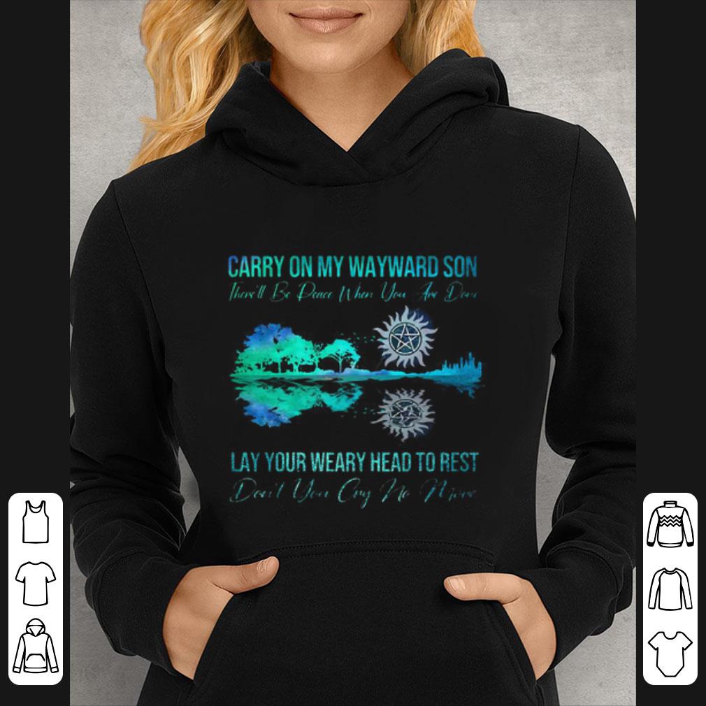 Official Carry On My Wayward Son Lay Your Weary Head To Rest Guitar Lake shirt