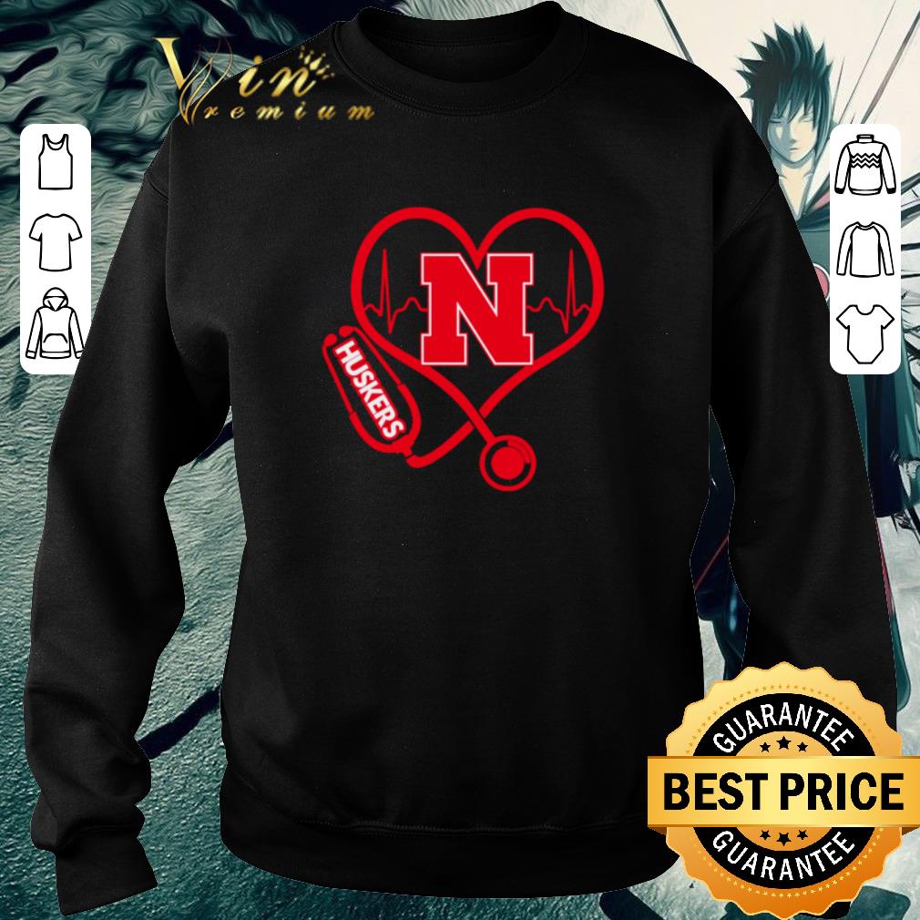 Official Love Nebraska Cornhuskers Stethoscope Heartbeat nurse shirt