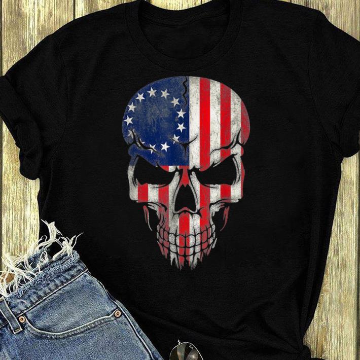 Original Betsy Ross American Flag Halloween Reaper Military Skull shirt
