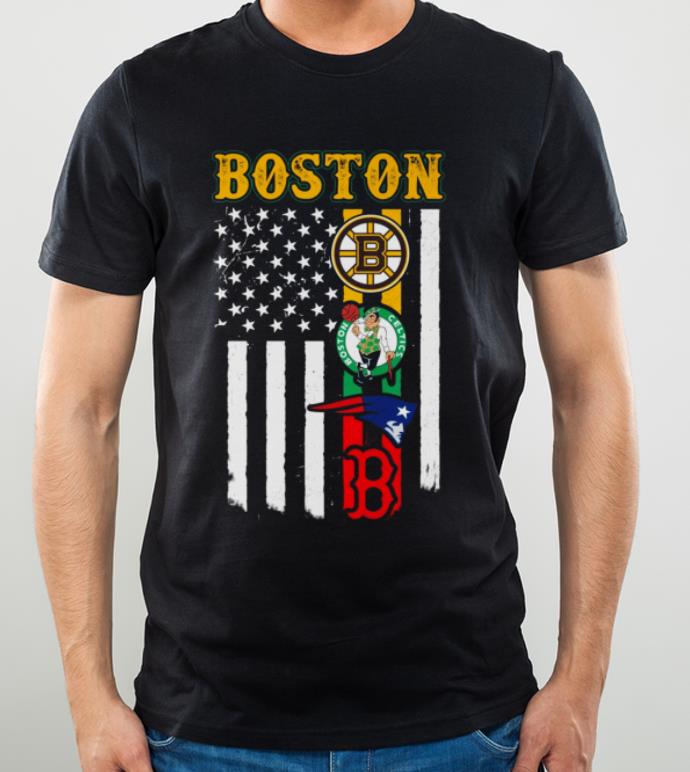 Original Boston New England Patriots Boston Celtics Bruins American Flag shirt