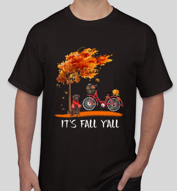 Original Chocolate Labrador Bike It's Fall Y'all Pumpkin Thanksgiving shirt