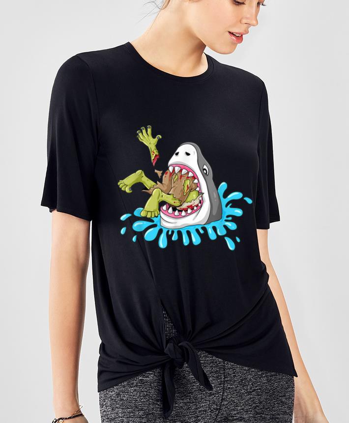 Premium Shark Eats Zombie Funny Halloween Boys Girls Kids shirt