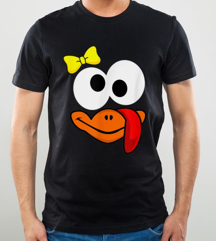Premium Silly Turkey Face & Bow Funny Thanksgiving Turkey Gobble shirt