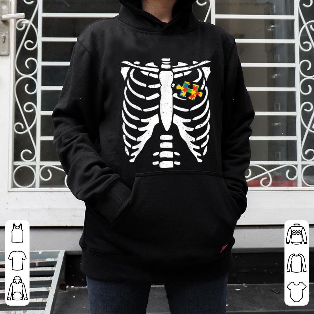 Pretty Autism Halloween Costume Puzzle Skeleton Bone Rib Tee shirt