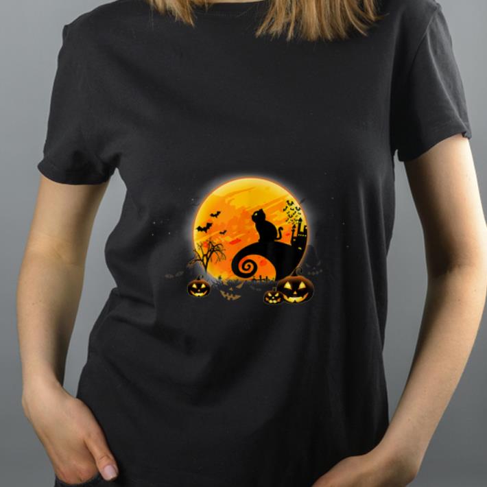 Top Black Cat Pumpkin Moon Halloween Costume Funny shirt
