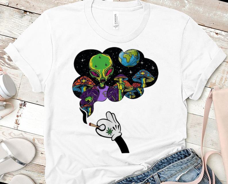 Top Mickey Mouse Smoke Weed Alien And Mushroom shirt