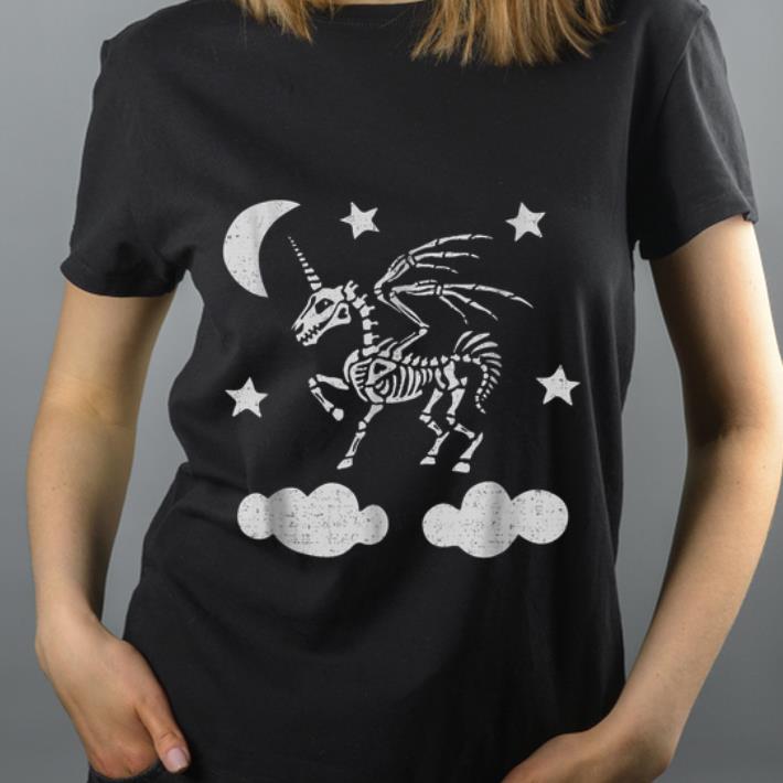 Top Unicorn Pegasus Skeleton Halloween Moon Stars shirt