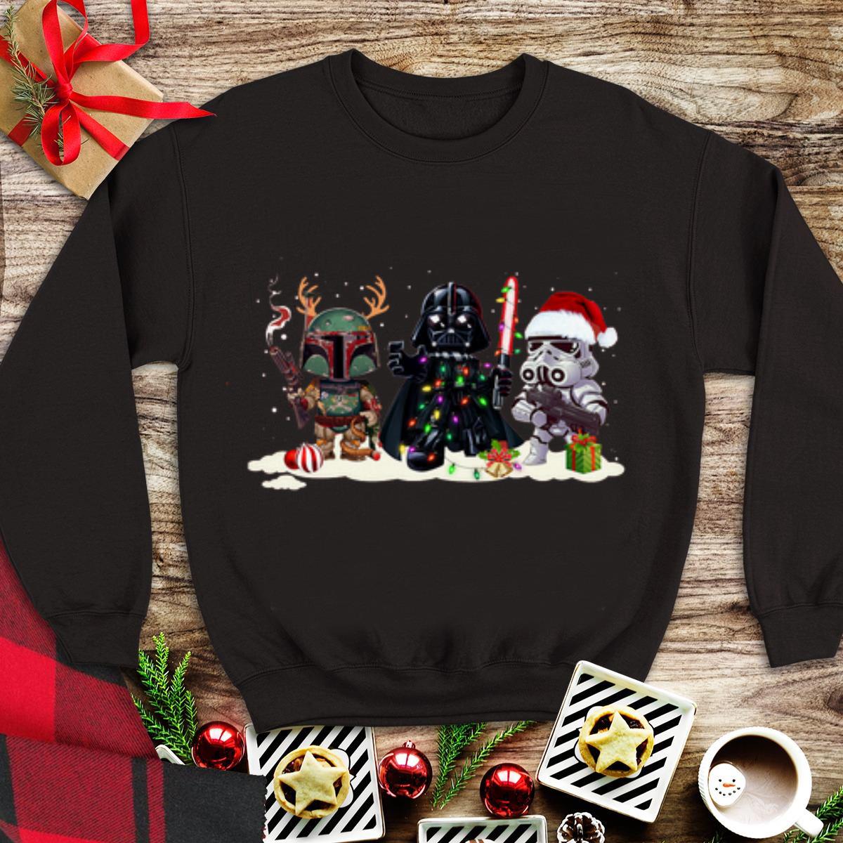 Awesome Christmas Boba Fett Darth Vader Stormtrooper Chibi shirt