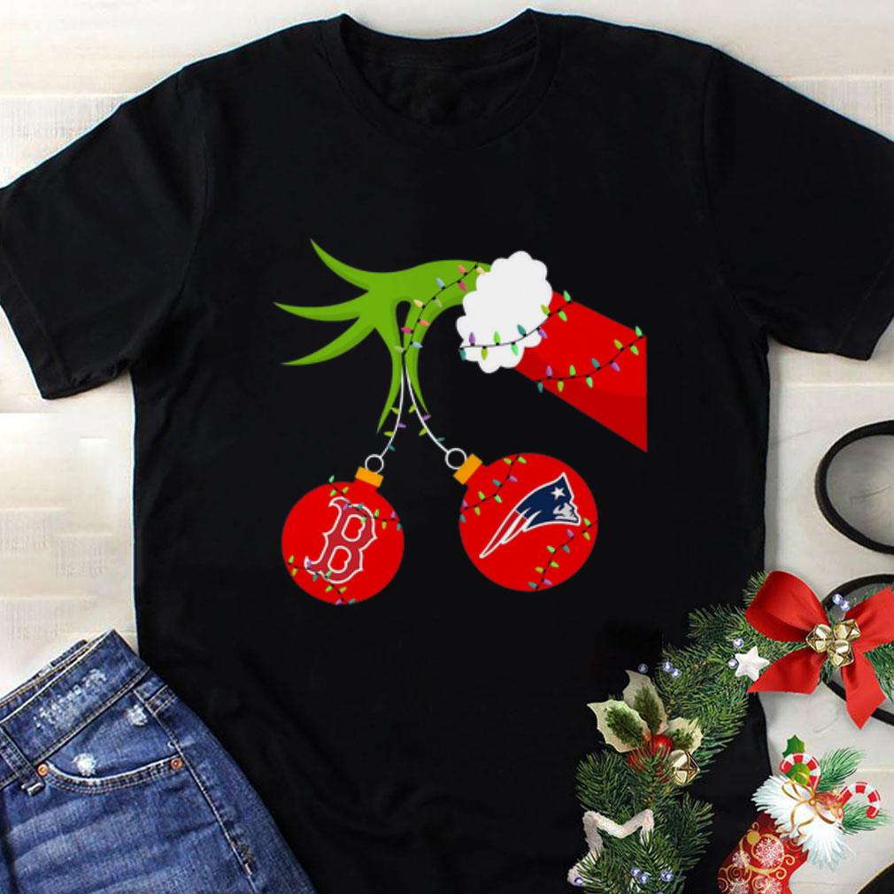 Awesome Christmas Grinch Boston Red Sox And New England Patriots shirt