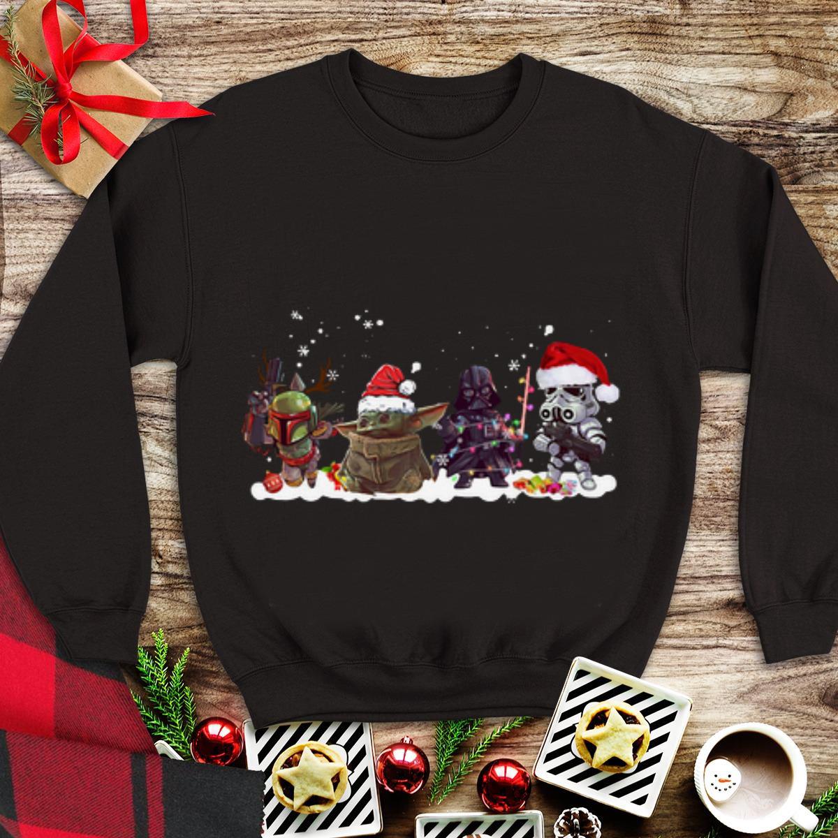 Awesome Death Star Darth Vader Stormtrooper Chibi And Baby Yoda Christmas shirt