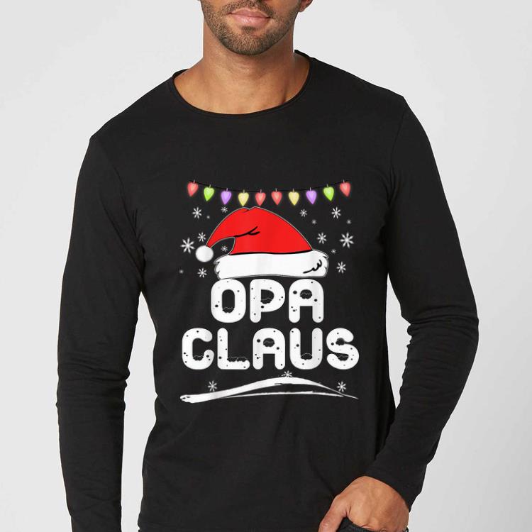 Awesome Opa Claus Christmas Family Pajama Santa Hat Lights Grandpa shirt