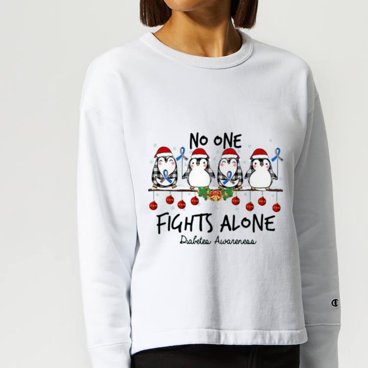 Awesome Penguin Santa No one Fights alone Christmas shirt