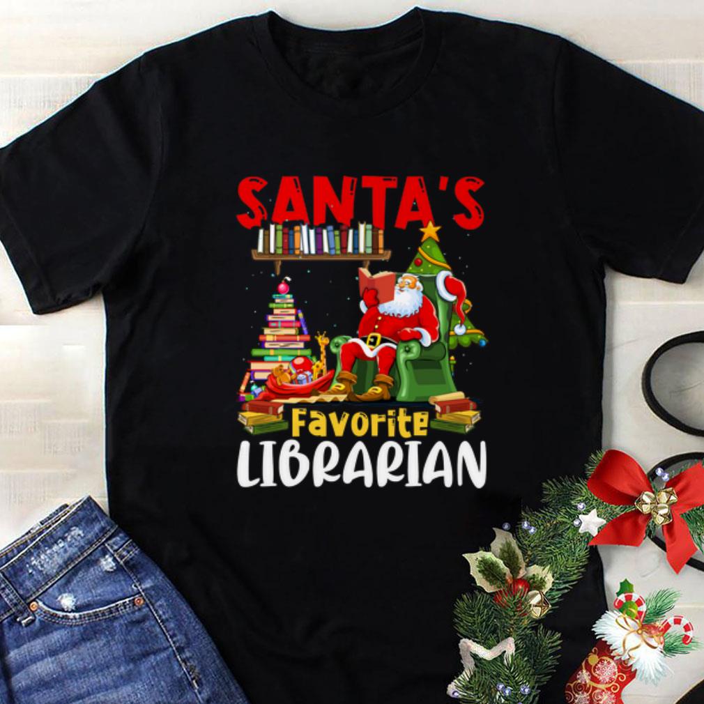 Awesome Santa's Favorite Librarian Christmas Book Lovers shirt