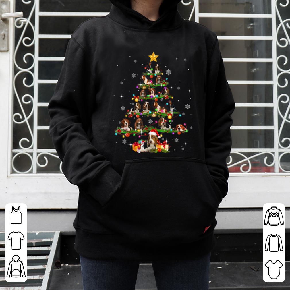 Great Basset hound Tree Christmas santa Hat Paw up Star X-mas sweater