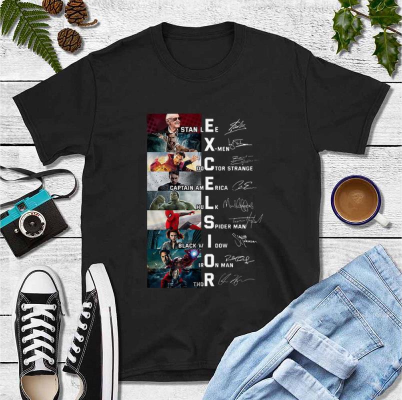 Great Excelsior Stan Lee X-men Doctor Strange Captain America Hulk Spider Man Black Widow Iron Man Thor Signatures shirt