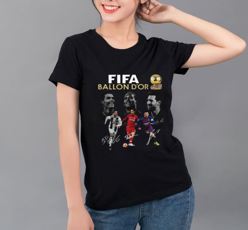 Great Fifa Ballon D’or 2019 Cristiano Ronaldo Lionel Messi Virgil van Dijk Signature shirt