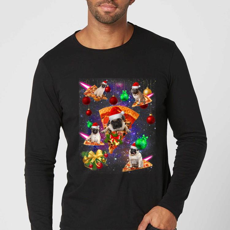 Great Space Santa Pug Riding Pizza Christmas Pajama Christmas shirt
