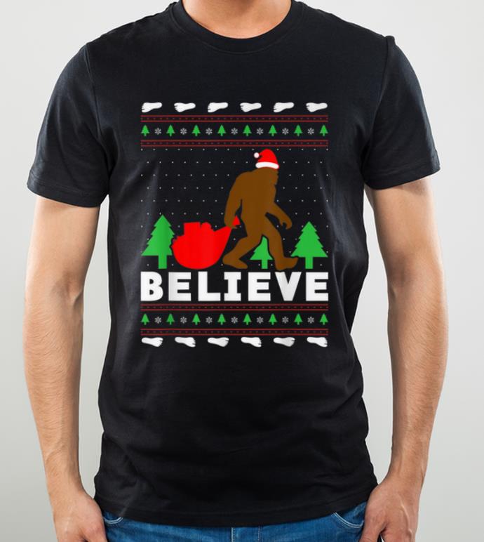Hot Christmas Santa Bigfoot BELIEVE Bigfoot Ugly Christmas shirt