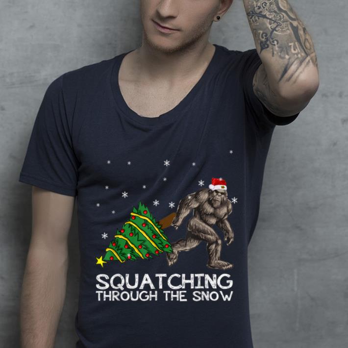 Hot Squatching Through The Snow Bigfoot Christmas Tree shirt