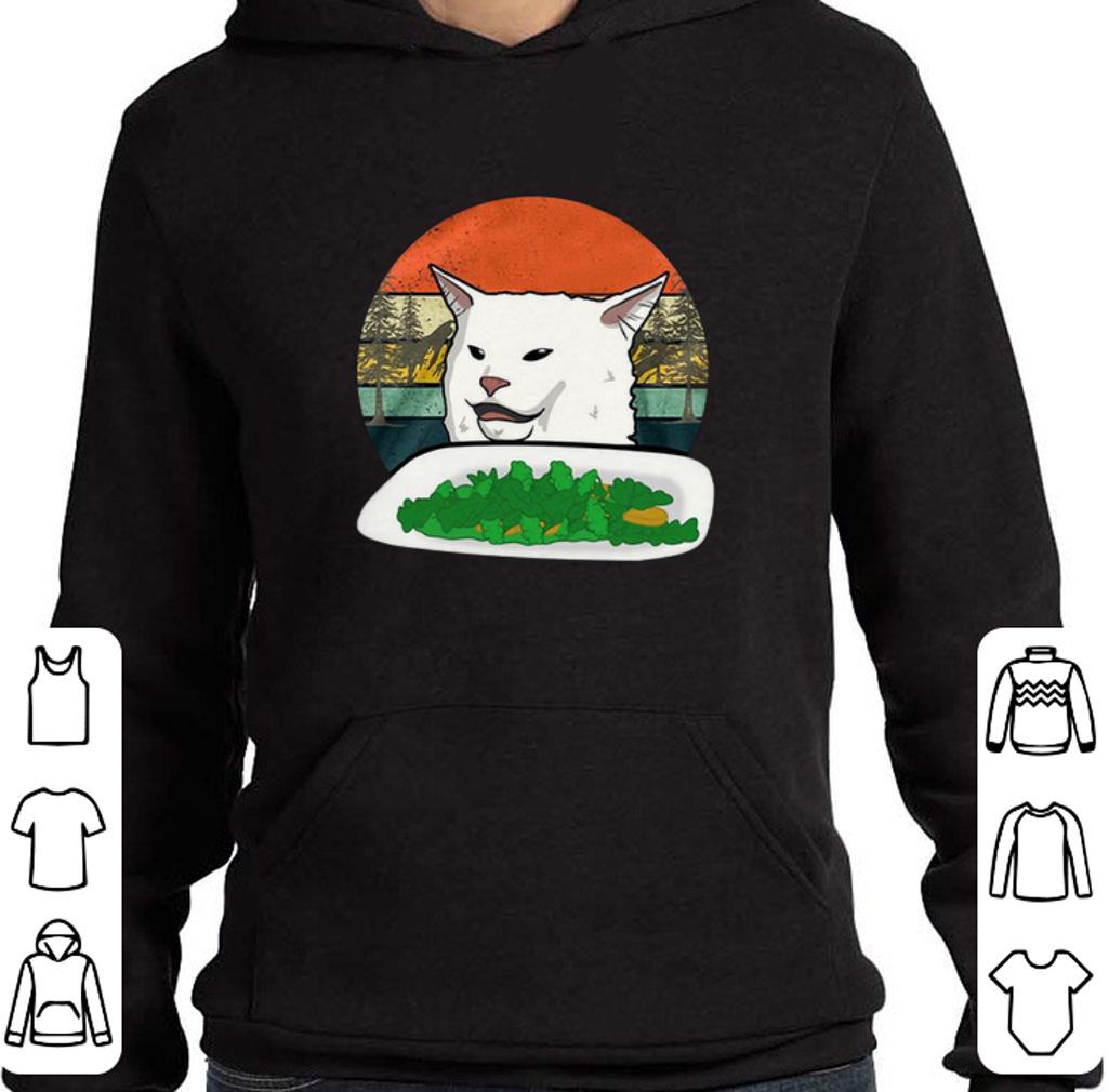 Hot Woman Yelling Confused white Cat at Dinner vintage shirt