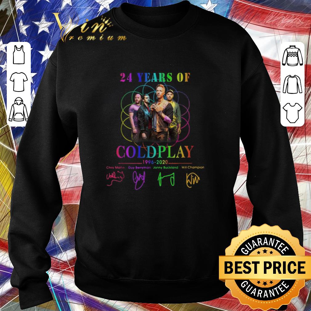 Nice 24 years of Coldplay 1996-2020 signatures shirt