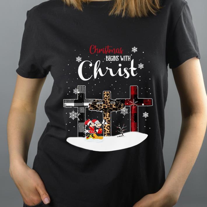 Nice Christmas Begins With Christ Minnie And Mickey Mouse Cross shirt
