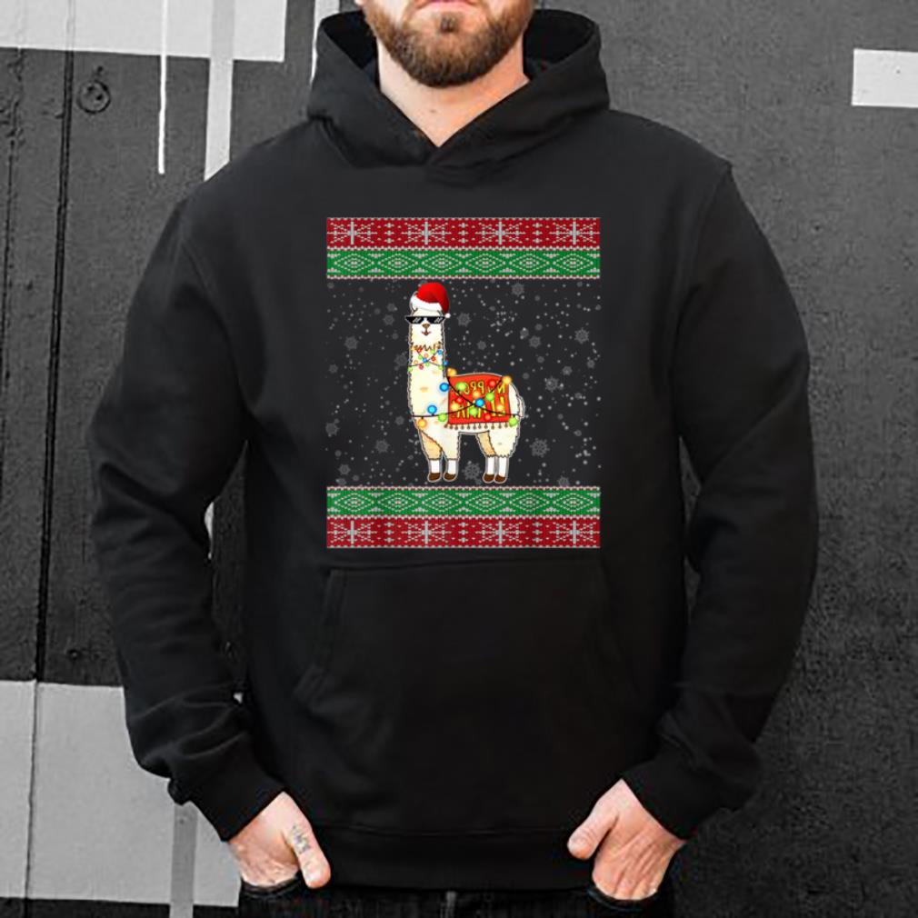 Nice Christmas Llama Santa Hat Ugly Xmas Tree Alpaca shirt