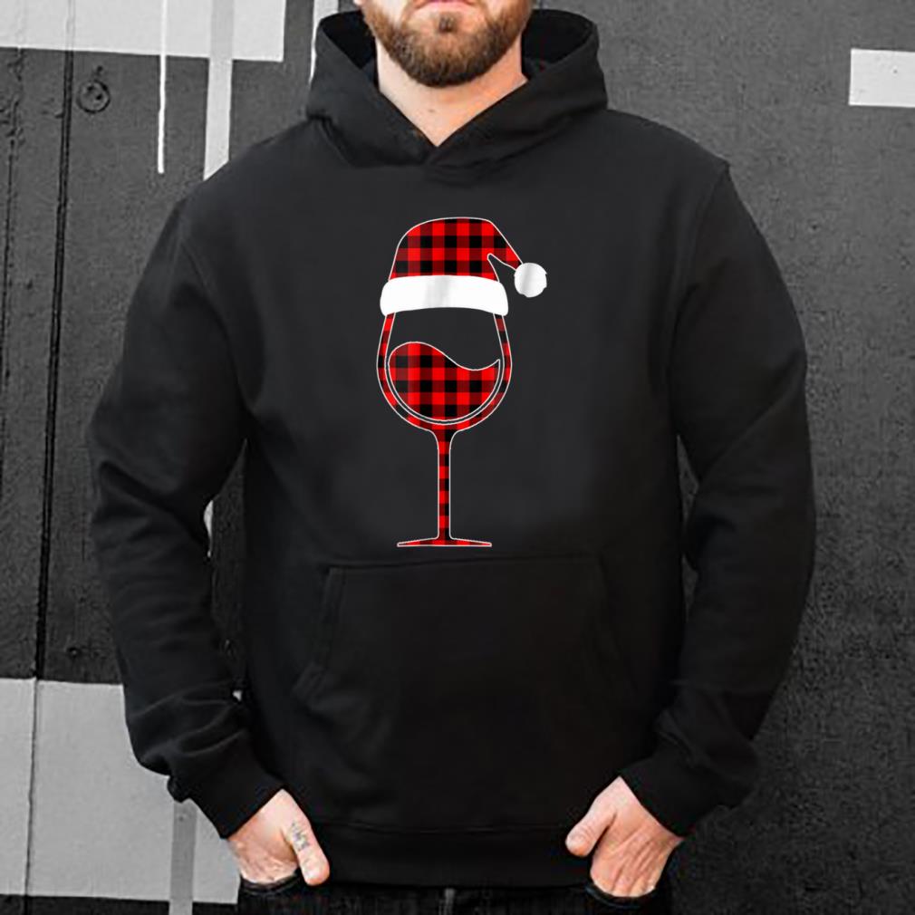 Nice Red plaid Buffalo Christmas Hat Santa Wine Lover Gift shirt