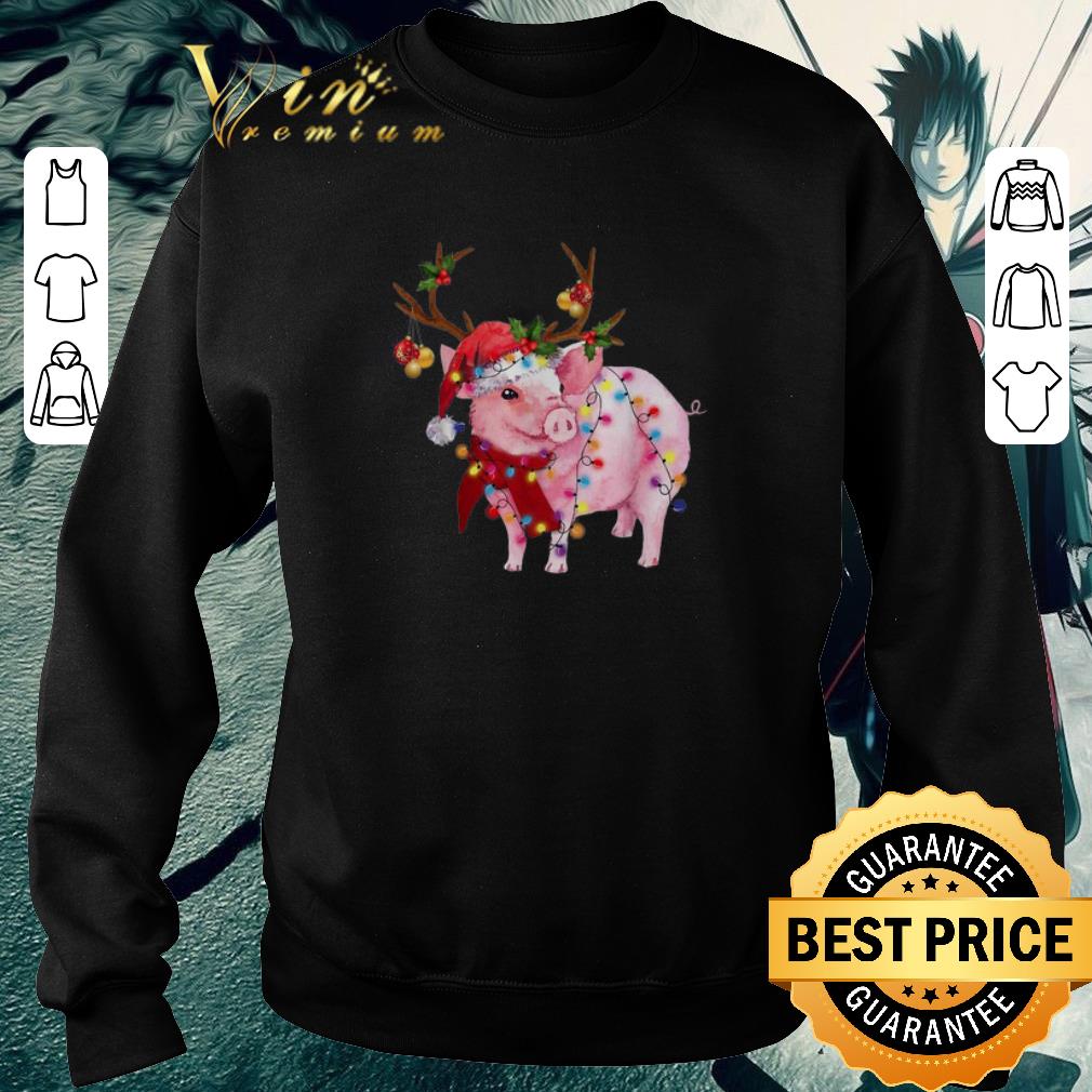 Official Pig Santa reindeer Christmas Lights shirt