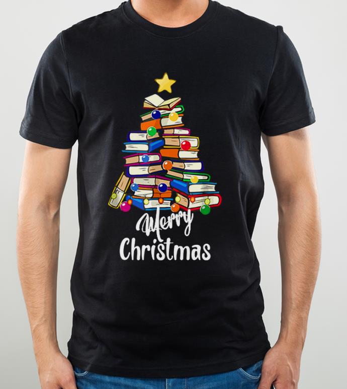 Official Reading Books Tree Librarian Merry Christmas Book Lovers shirt