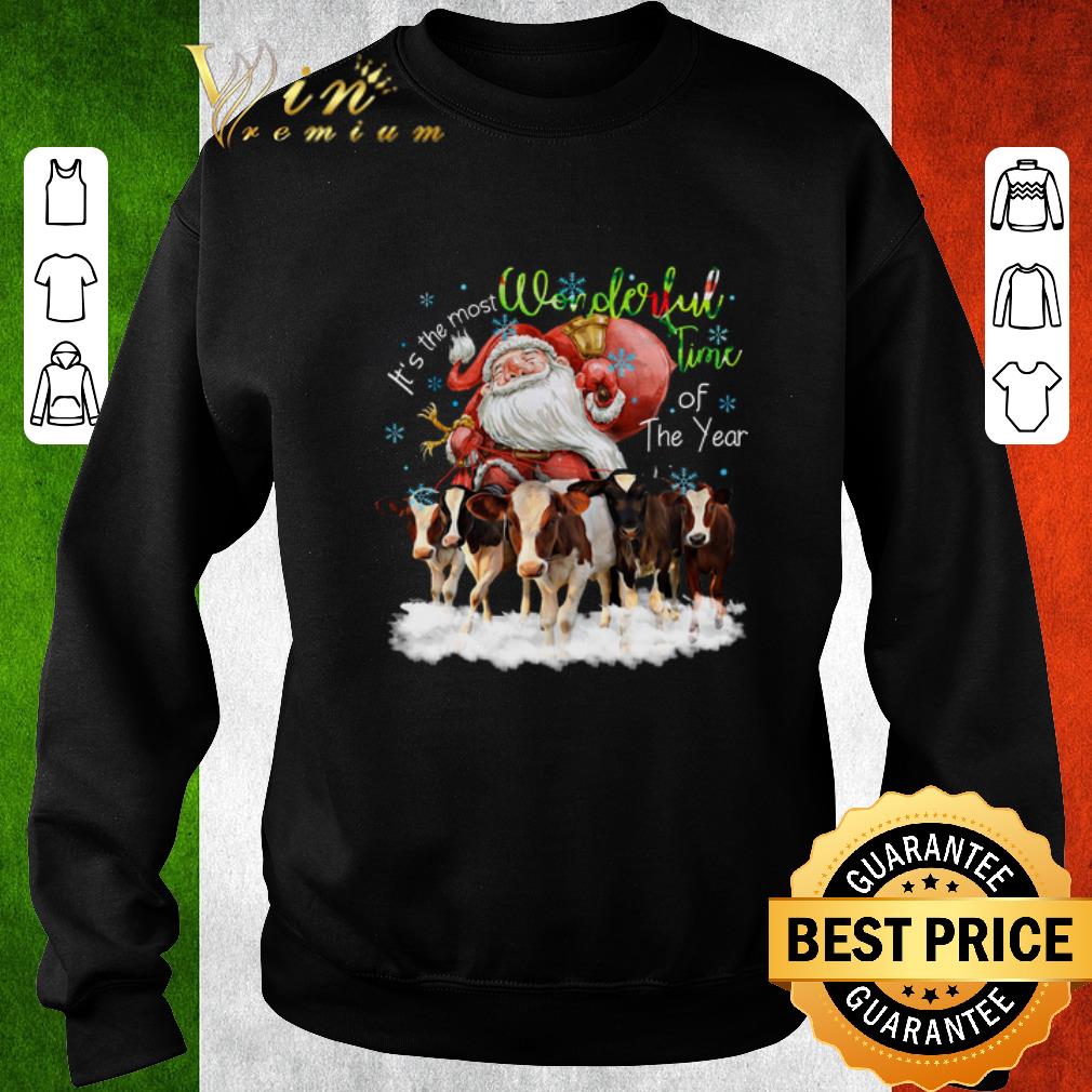 Official Santa riding Cows It's the most wonderful time of the year shirt