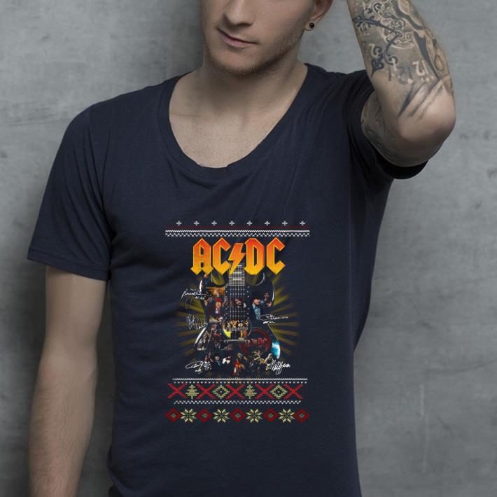 Original Guitar AC DC signatures ugly Christmas shirt
