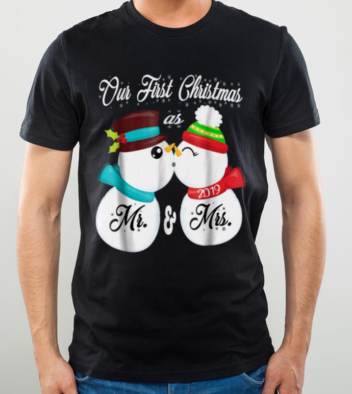 Original Our First Christmas as Mr and Mrs 2019 Matching Couple shirt