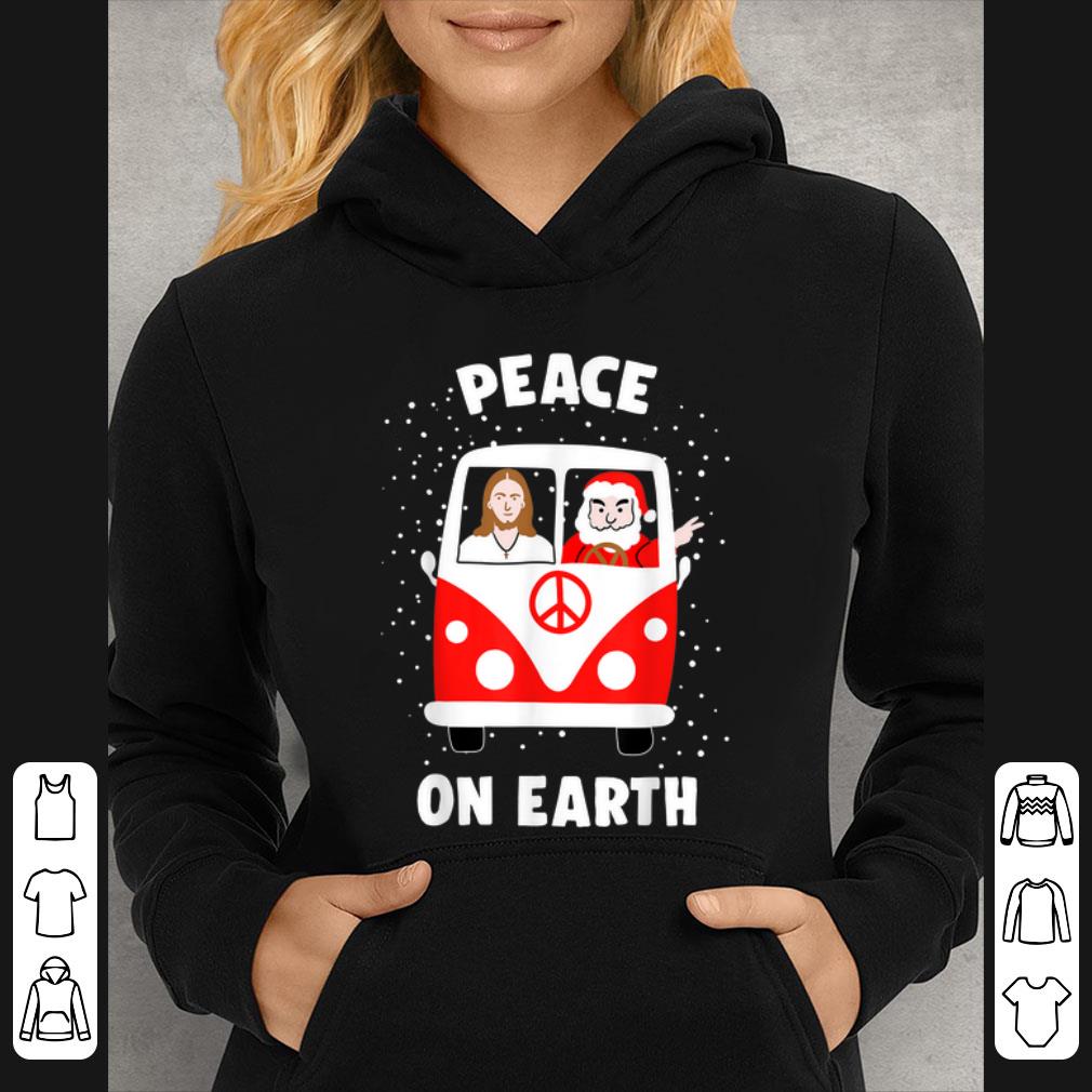Original Peace On Earth Santa And Jesus Hippie Fan Christmas Gift T-Shirt B07ZRF2NBR.png