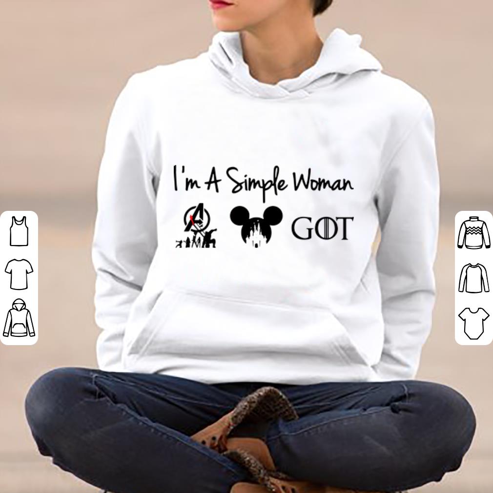 Premium I'm a simple woman Avenger Mickey Disney and Game of Thrones shirt
