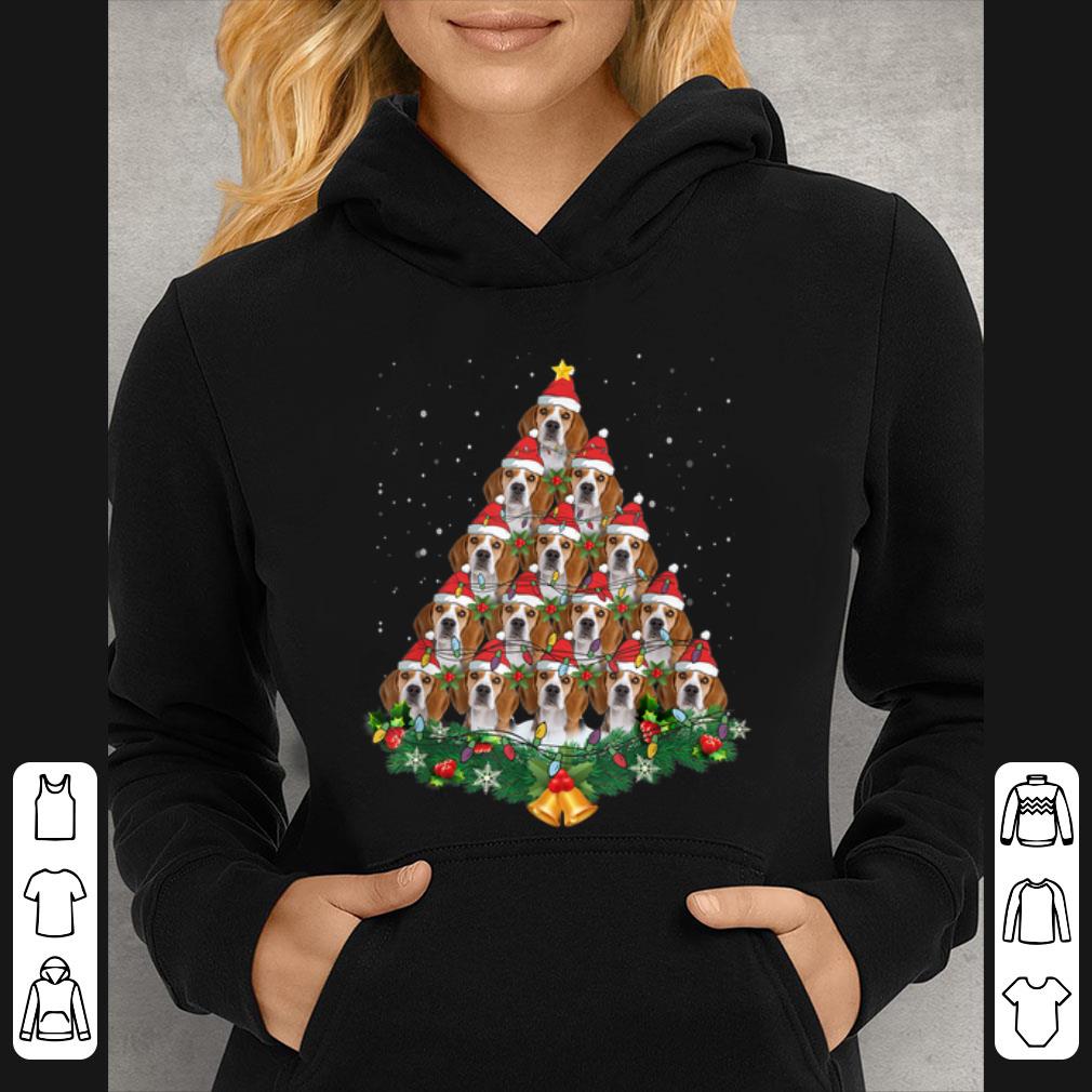 Pretty Beagle Dog Christmas Tree Lights Santa Hat Graphic Gift shirt