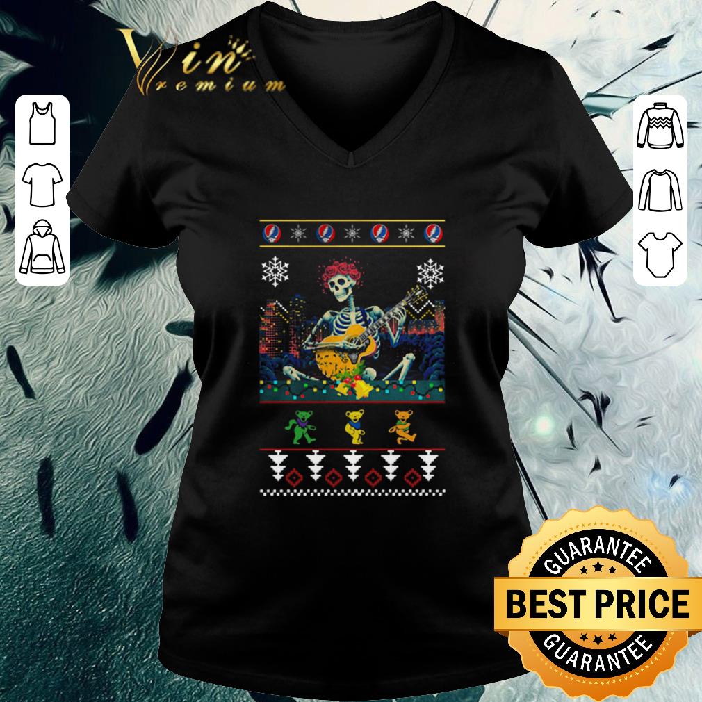 Pretty Grateful Dead guitarist skeleton dancing bears ugly Christmas shirt 2 Pretty Grateful Dead guitarist skeleton dancing bears ugly Christmas shirt 3