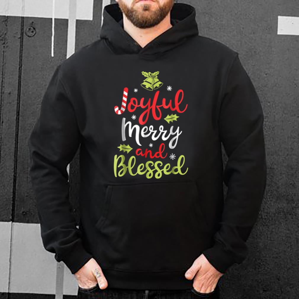 Pretty Joyful Merry and Blessed Women girls Xmas Holiday shirt