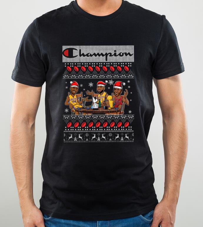 Pretty LeBron James Kobe Bryant Michael Jordan Champion Lakers Ugly Christmas shirt