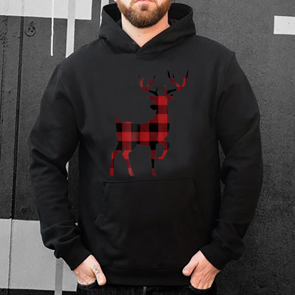 Pretty Red & Black Buffalo Plaid Flannel Christmas Reindeer shirt