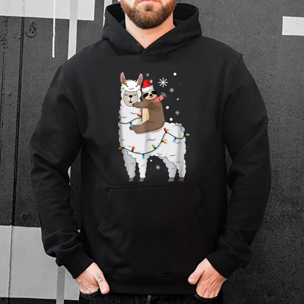 Pretty Sloth Riding Llama Cute Christmas shirt