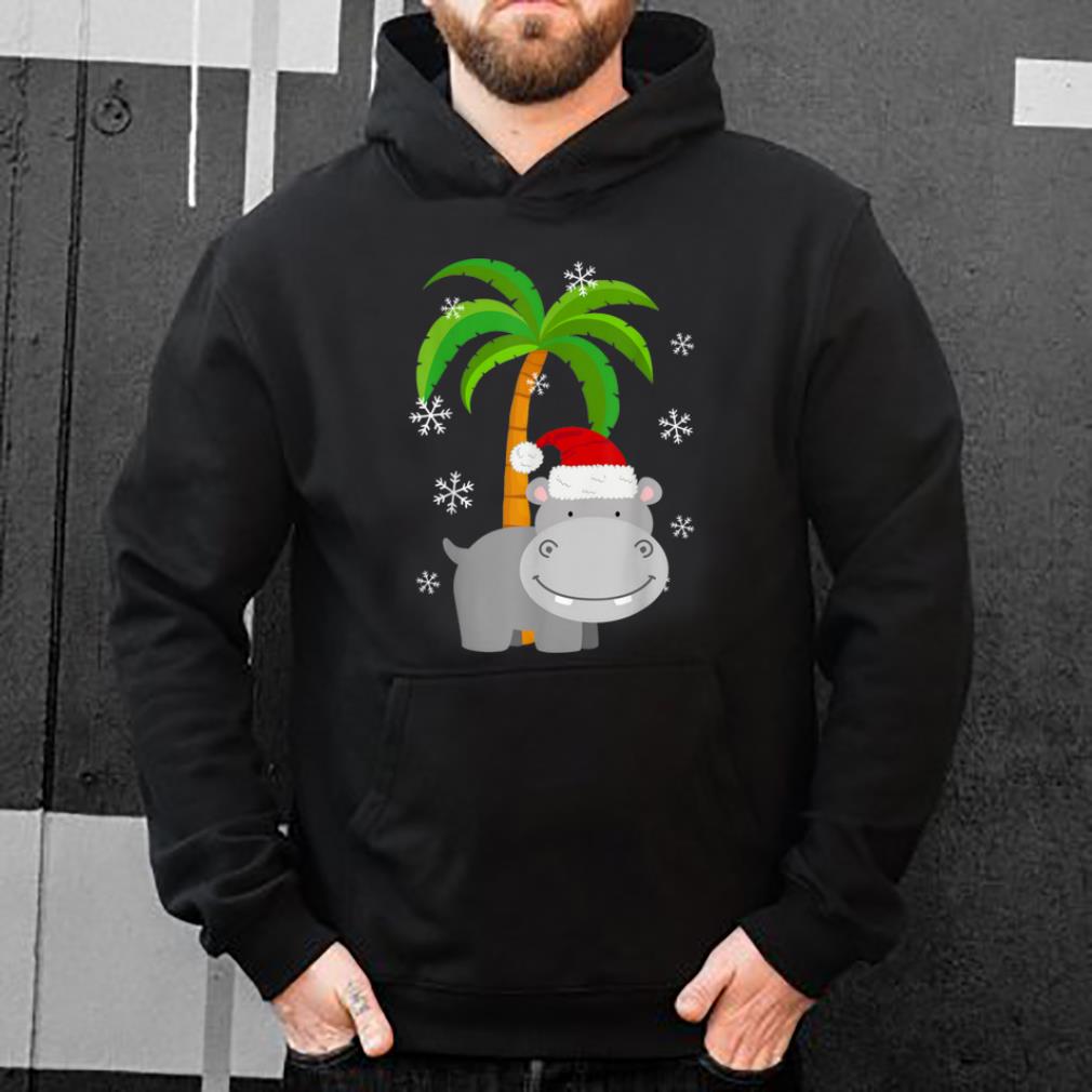 Top Cute Hippo Santa Hat Christmas Holiday sweater