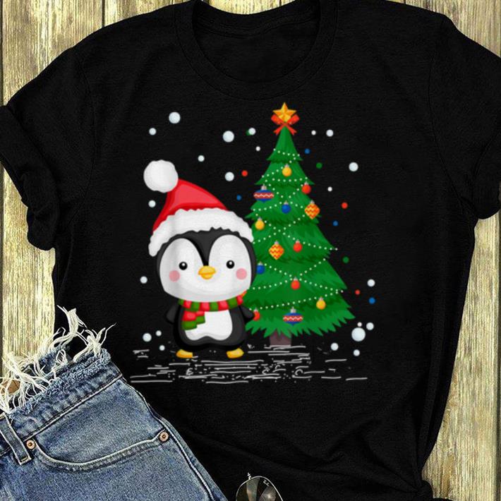 Top Funny Penguin Lover Gift Santa Hat Penguin Christmas shirt