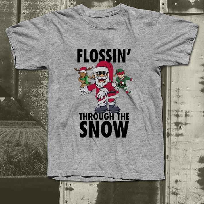 Top Santa Claus Flossing through the snow Christmas shirt