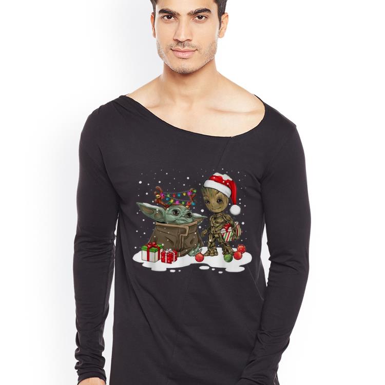 Awesome Baby Yoda And Groot Santa Christmas shirt