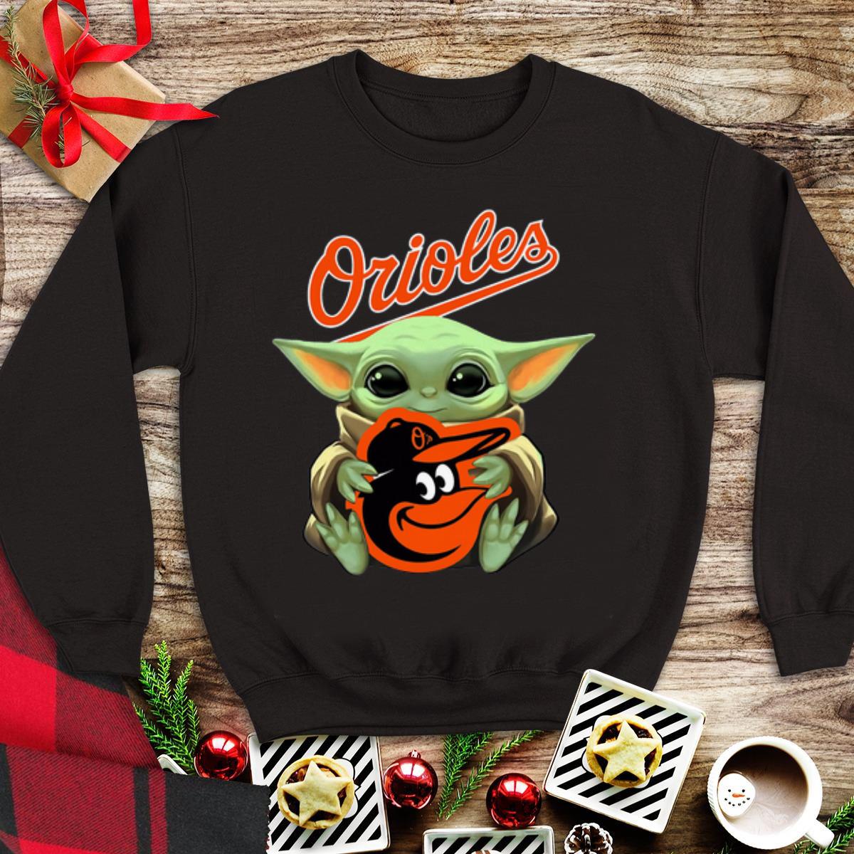 Awesome Baby Yoda Hug Baltimore Orioles shirt