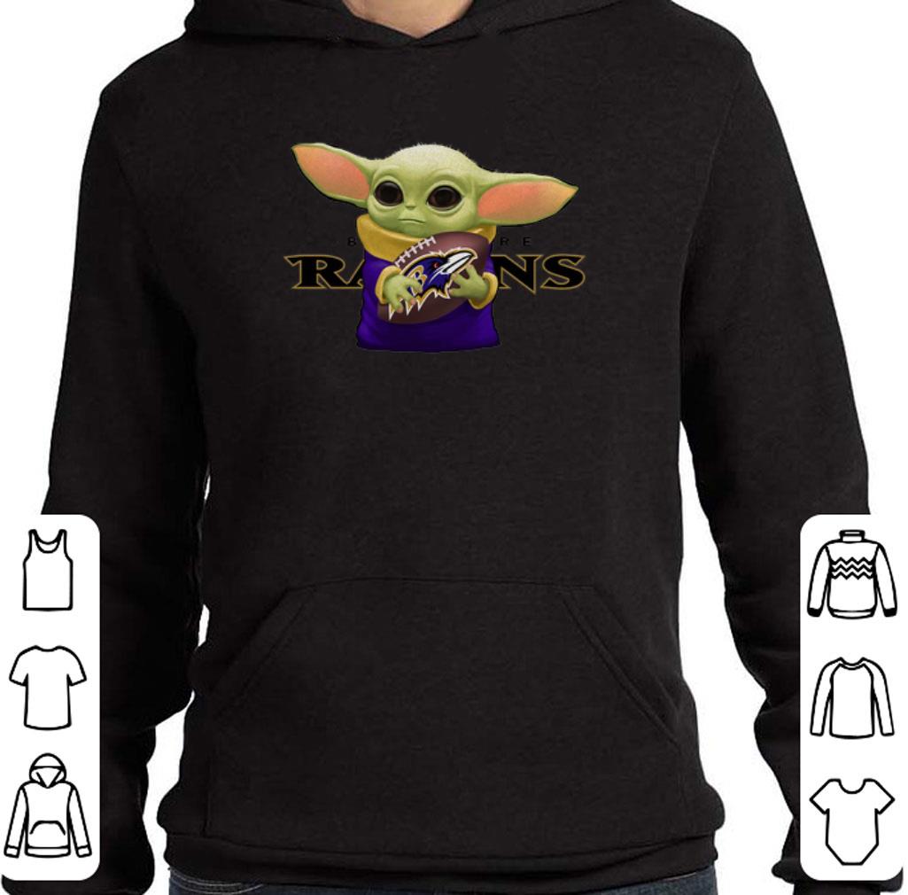 Funny Baby Yoda hug Baltimore Ravens shirt