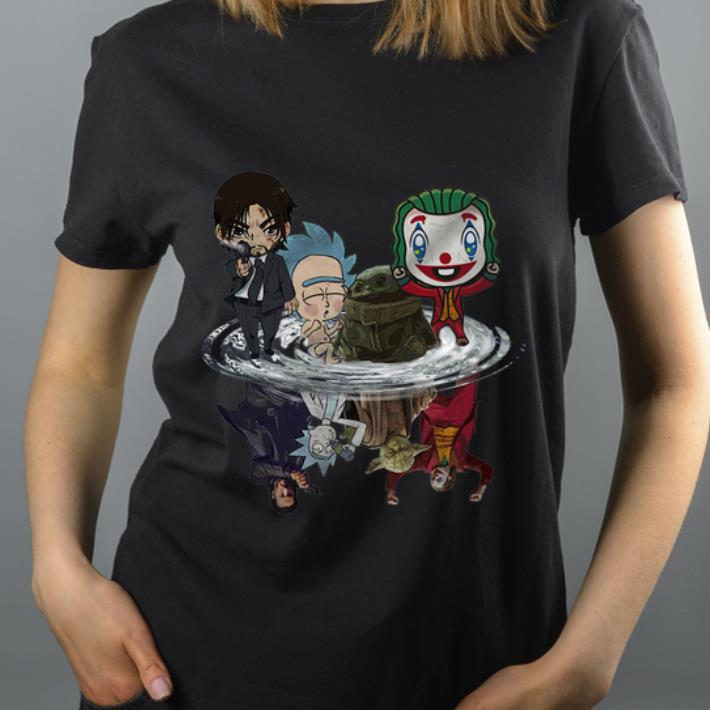 Great Baby Yoda John Wick Rick Sanchez And Joker Water Reflection shirt